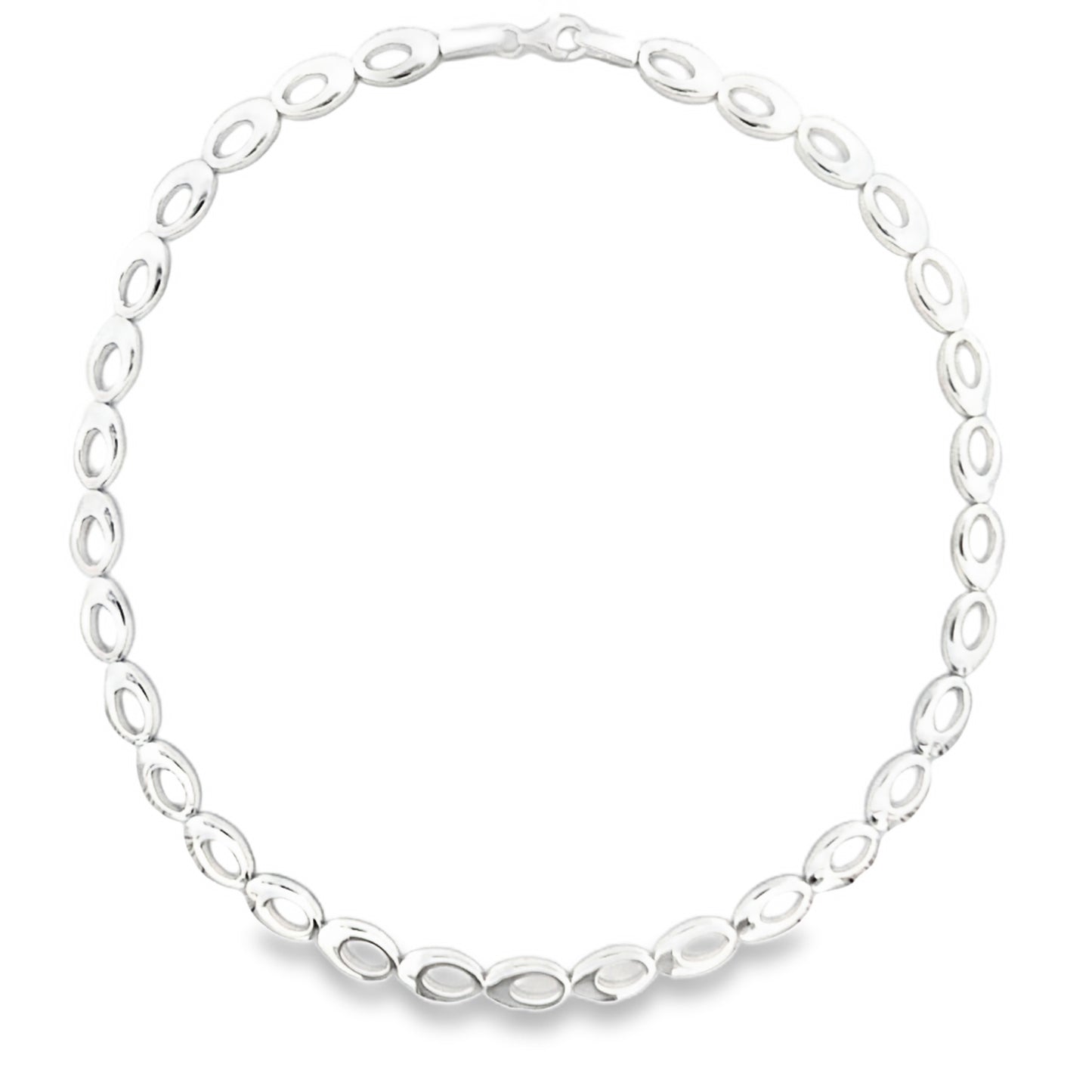 Silver Open Oval Link Necklet