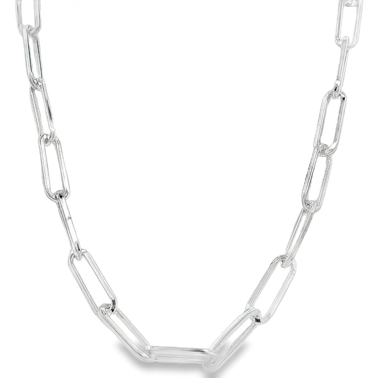 Silver Open Oblong Link Necklet