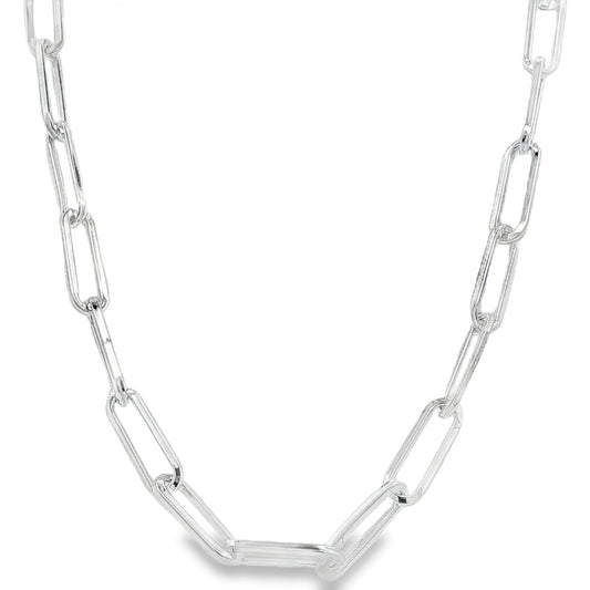 Silver Open Oblong Link Necklet Gardiner Brothers