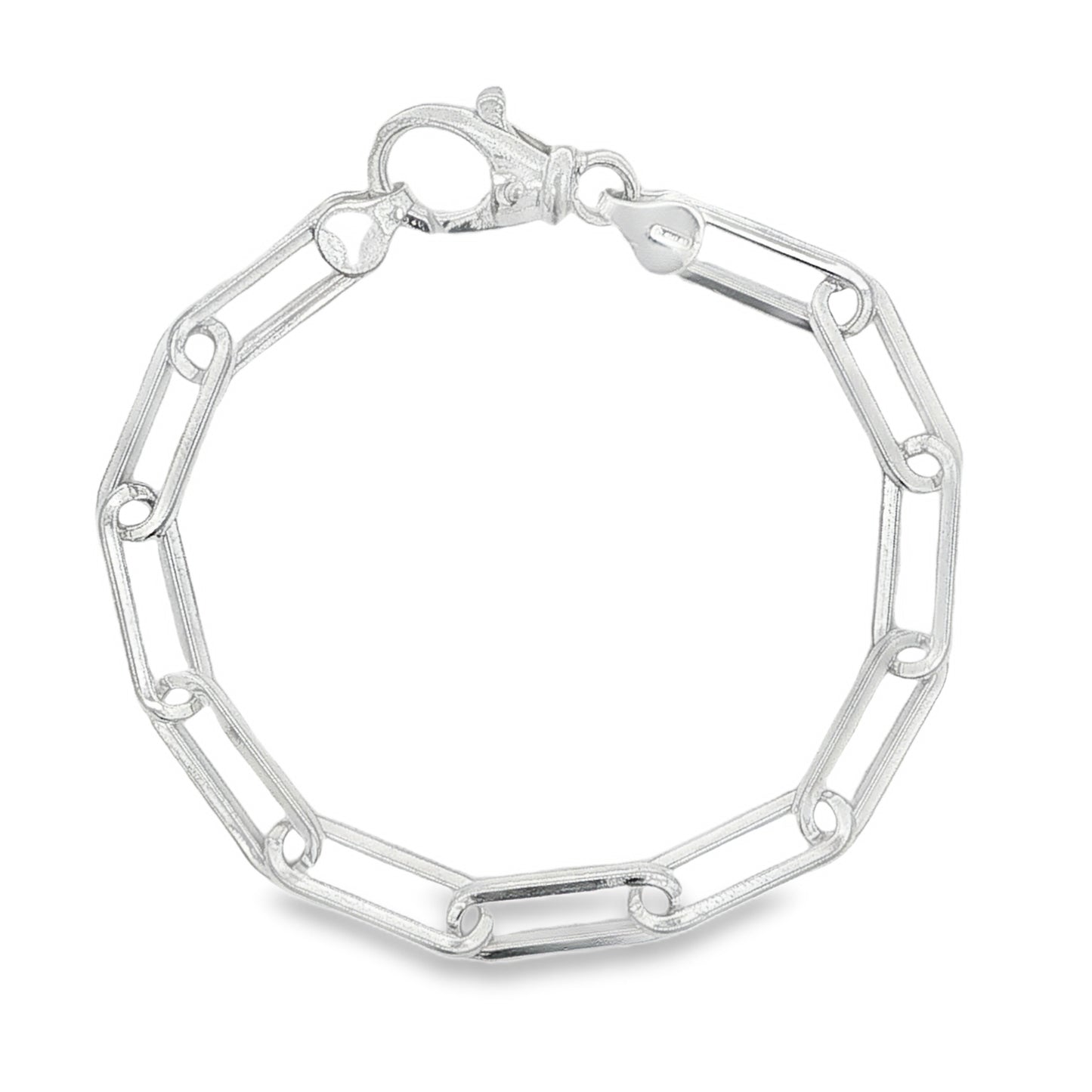 Silver Open Oblong Link Bracelet