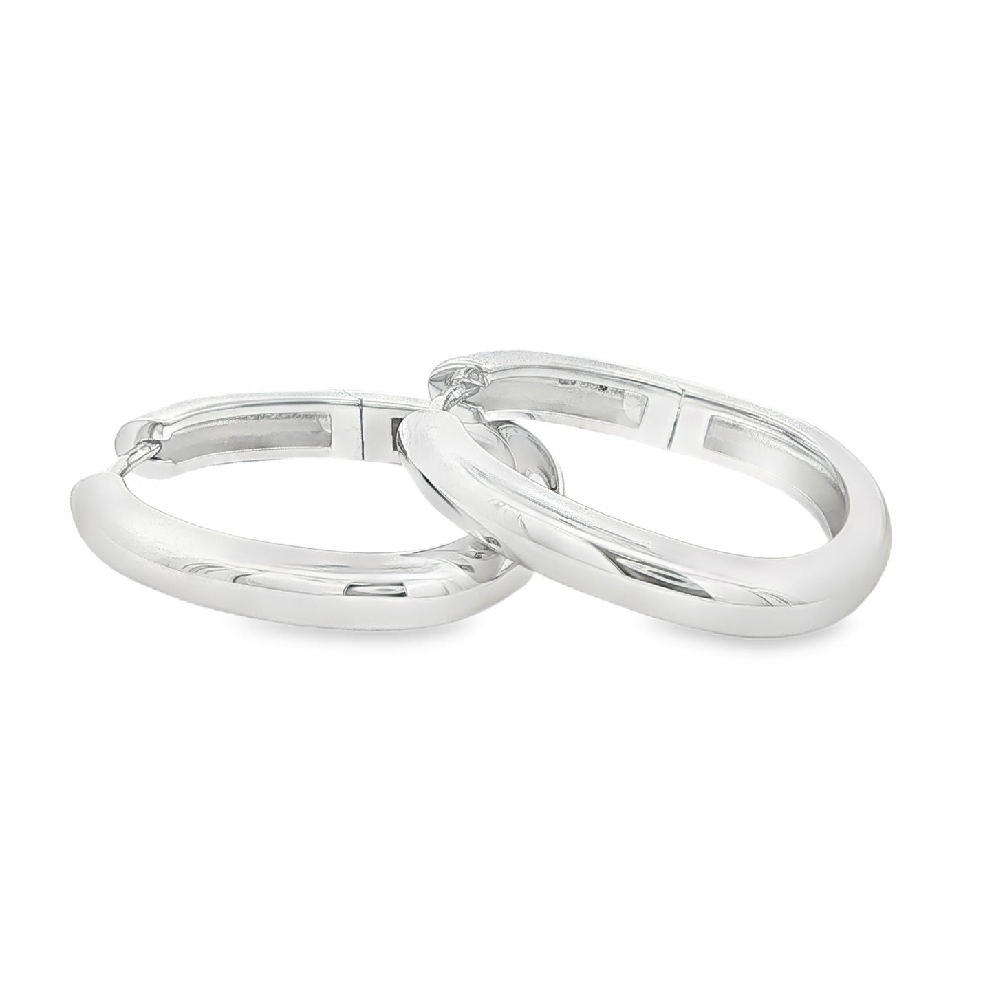 Silver Chunky Oval Hoop Earrings