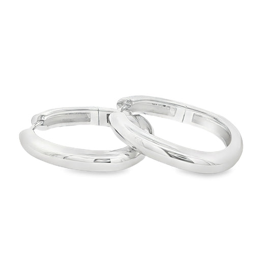 Silver Chunky Oval Hoop Earrings Gardiner Brothers