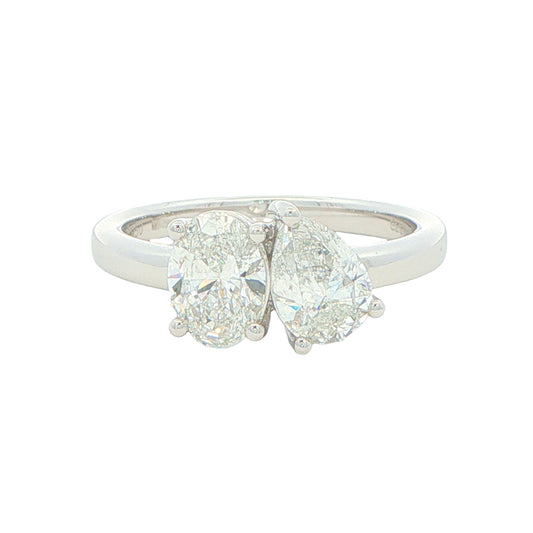 Platinum Oval and Pear Shaped Diamond "Toi et Moi" ring - 2.01cts Gardiner Brothers
