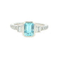 Aquamarine and Diamond 3 Stone Ring with Diamond Set shoulders. Gardiner Brothers