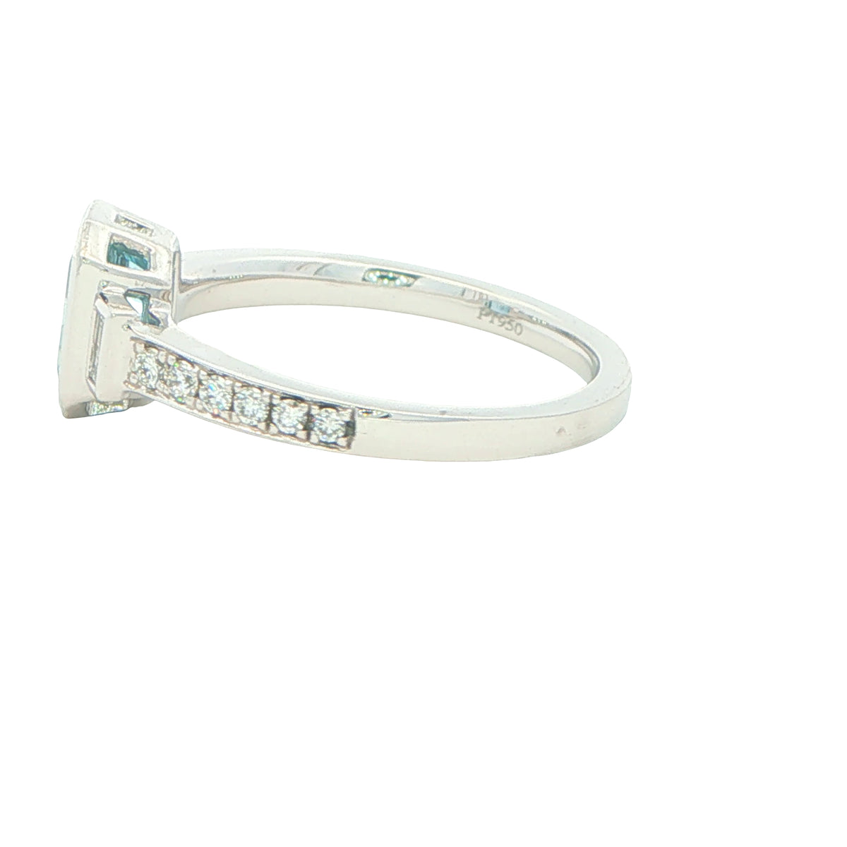 Aquamarine and Diamond 3 Stone Ring with Diamond Set shoulders. Gardiner Brothers
