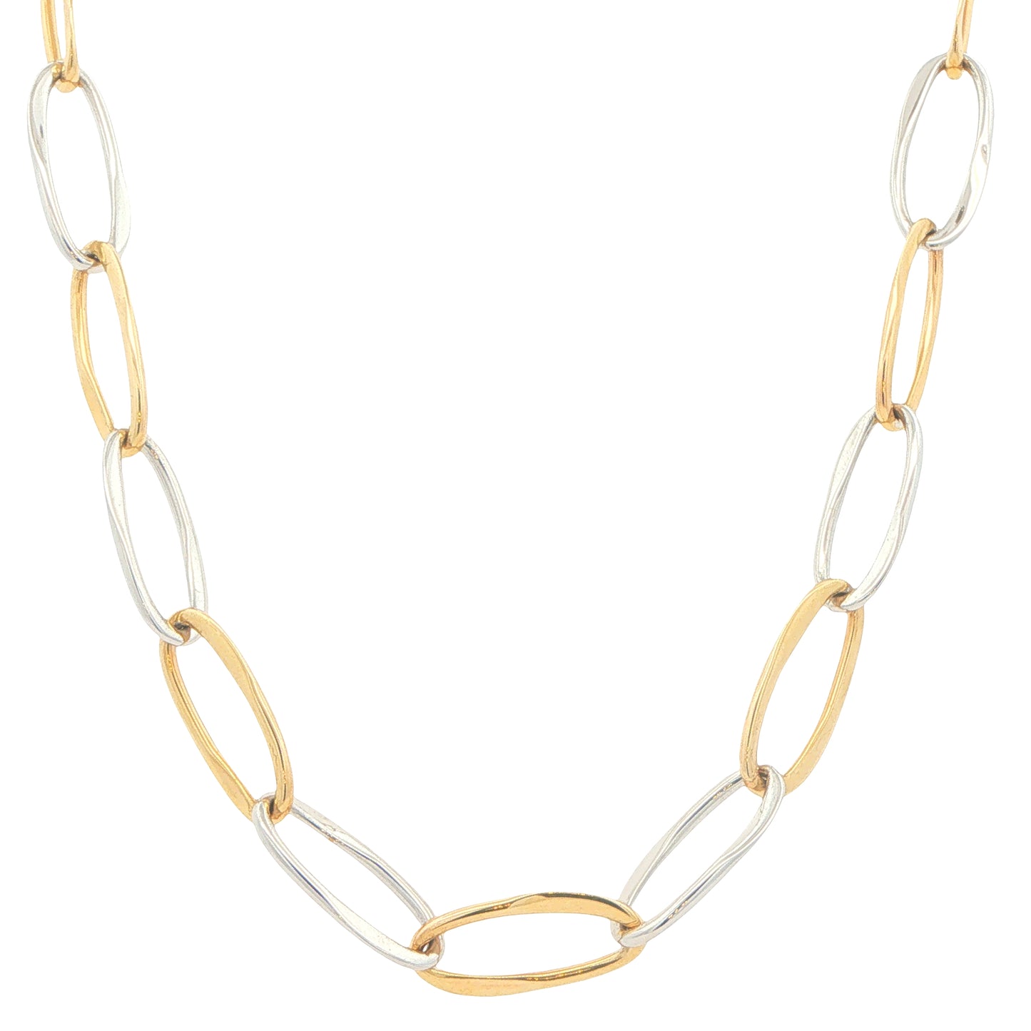 Yellow and white Gold Wavy Link Style Necklet