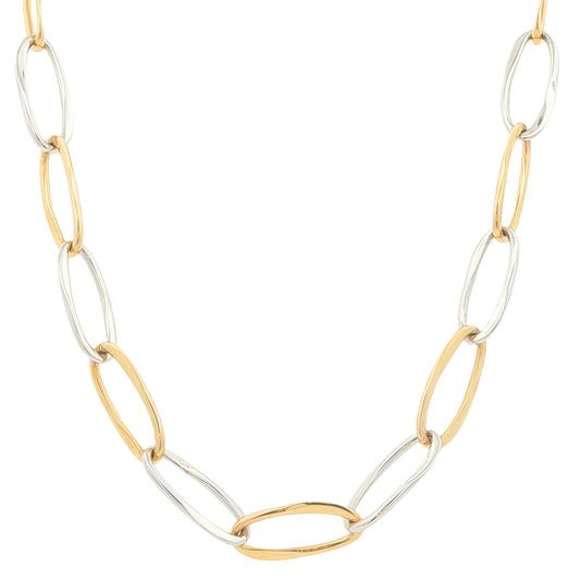 Yellow and white Gold Wavy Link Style Necklet Gardiner Brothers