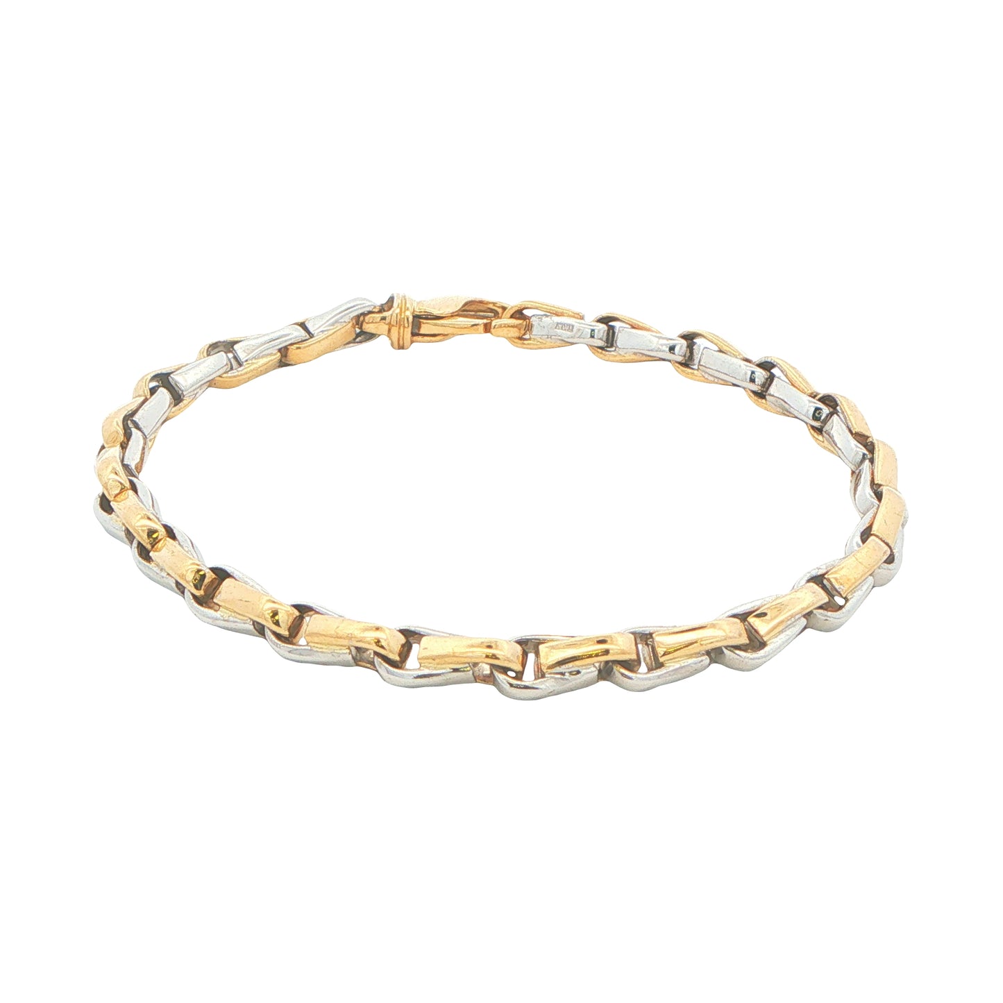 Yellow and White Gold Solid Tight Fancy Link Bracelet