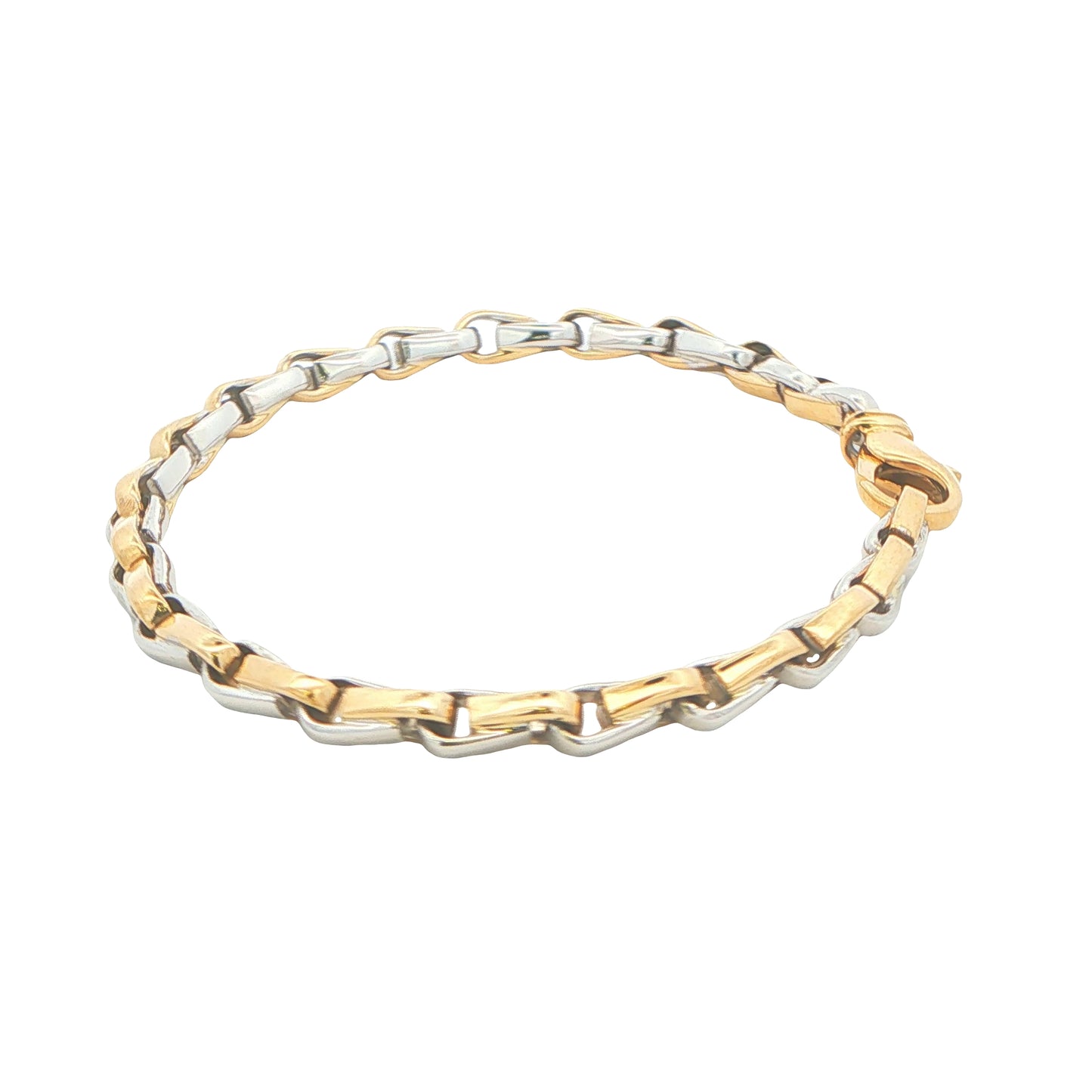 Yellow and White Gold Solid Tight Fancy Link Bracelet