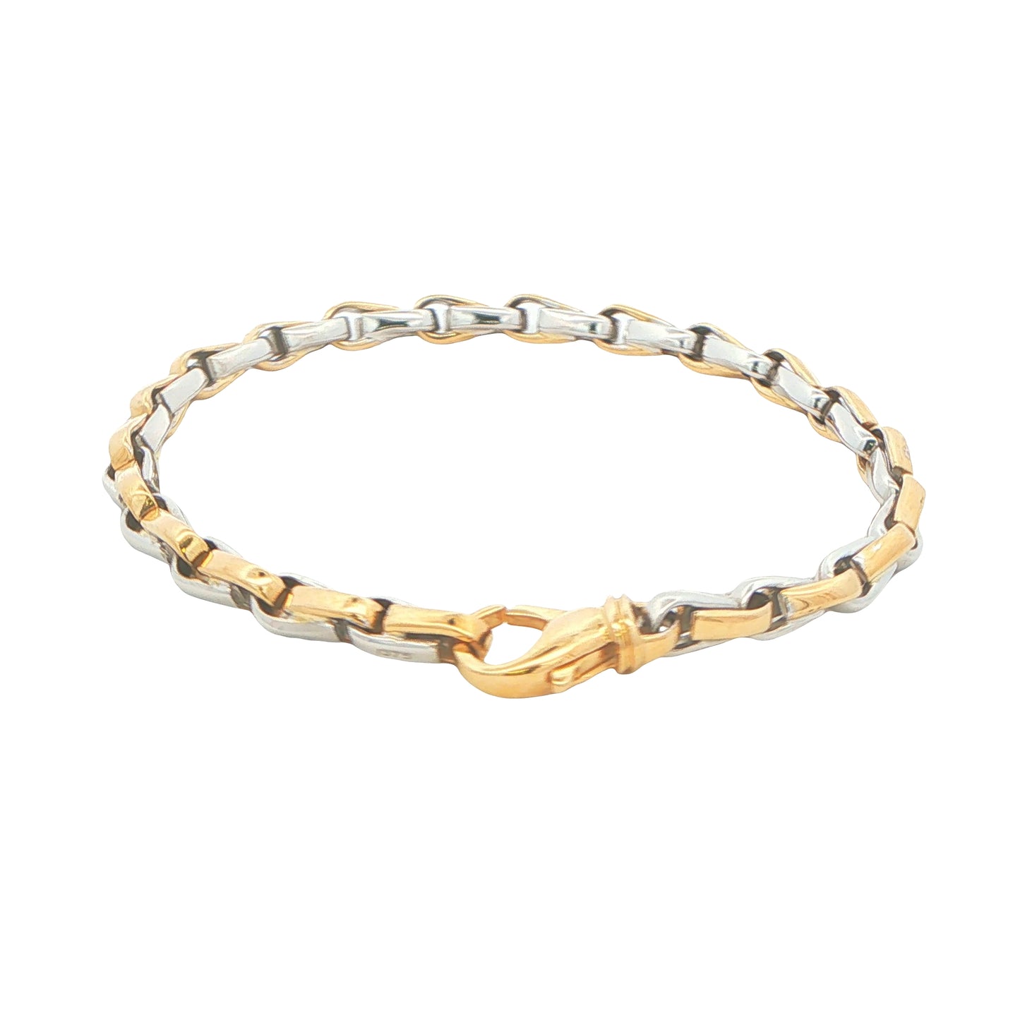 Yellow and White Gold Solid Tight Fancy Link Bracelet