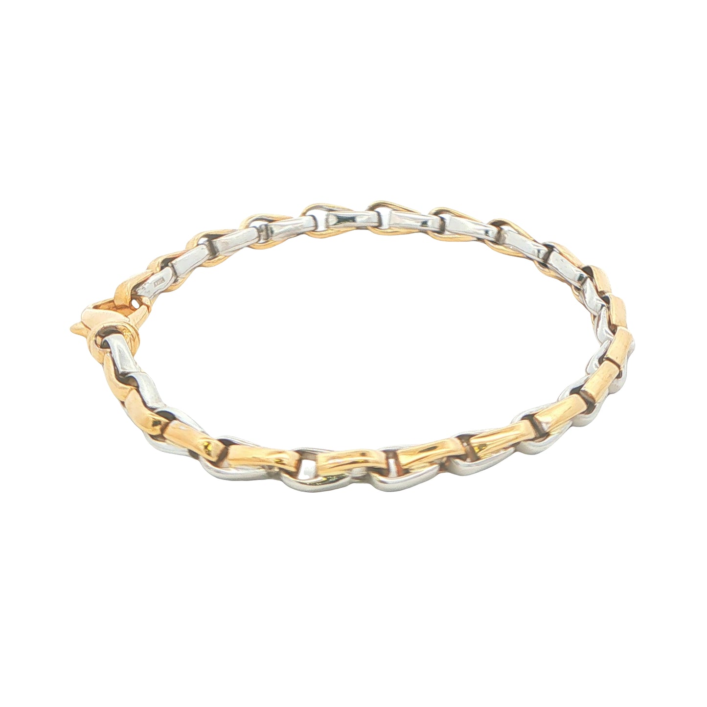 Yellow and White Gold Solid Tight Fancy Link Bracelet