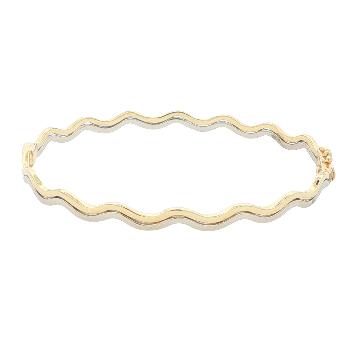 Yellow and White Gold Wave Bangle