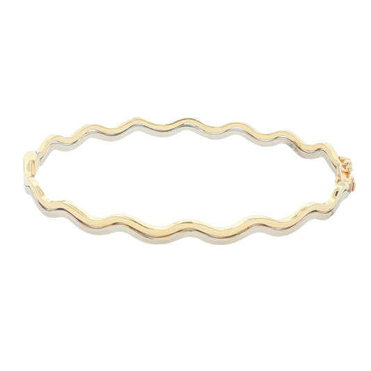 Yellow and White Gold Wave Bangle Gardiner Brothers