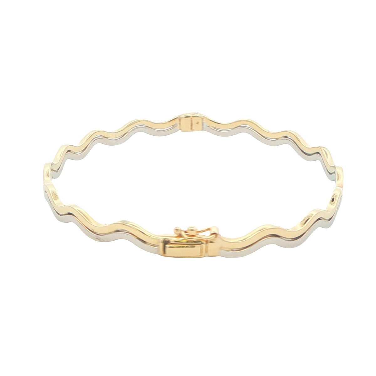 Yellow and White Gold Wave Bangle