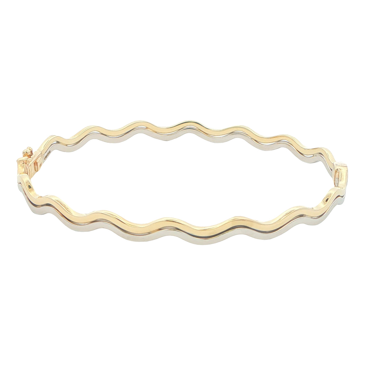 Yellow and White Gold Wave Bangle
