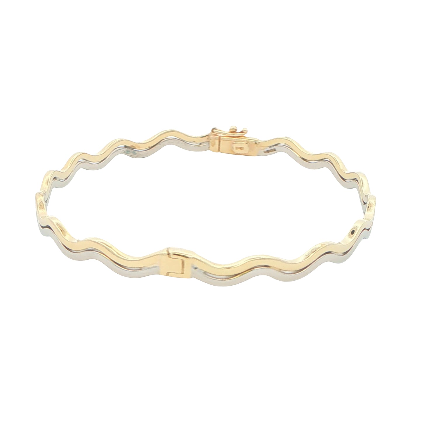 Yellow and White Gold Wave Bangle