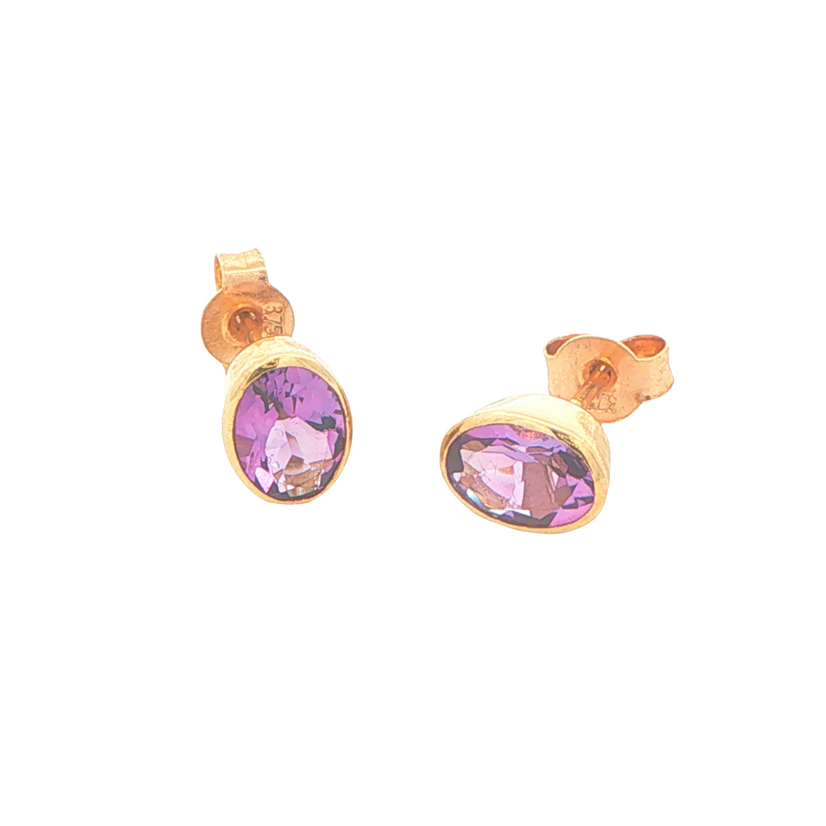 Yellow Gold Oval Shaped Amethyst Earrings Gardiner Brothers