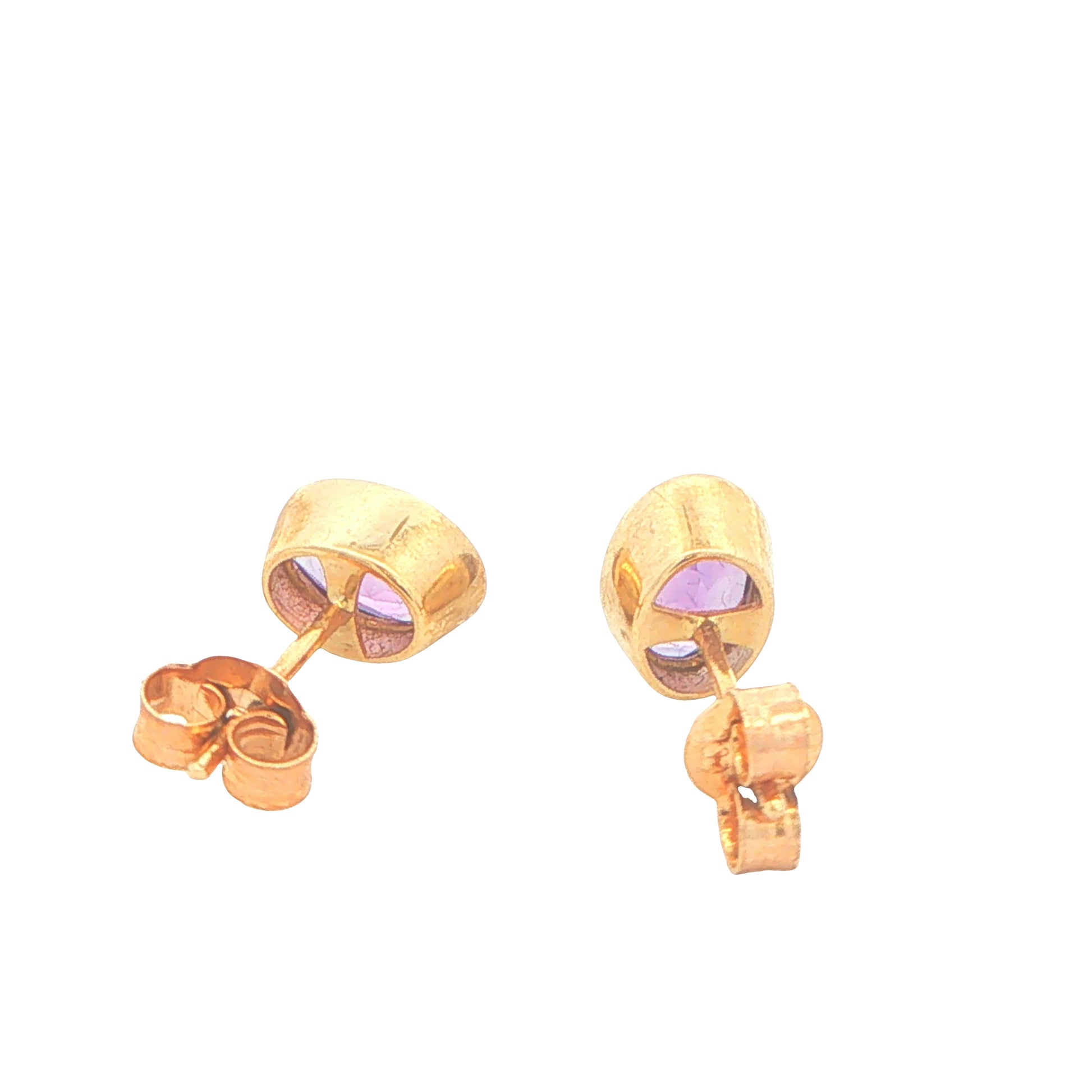 Yellow Gold Oval Shaped Amethyst Earrings Gardiner Brothers