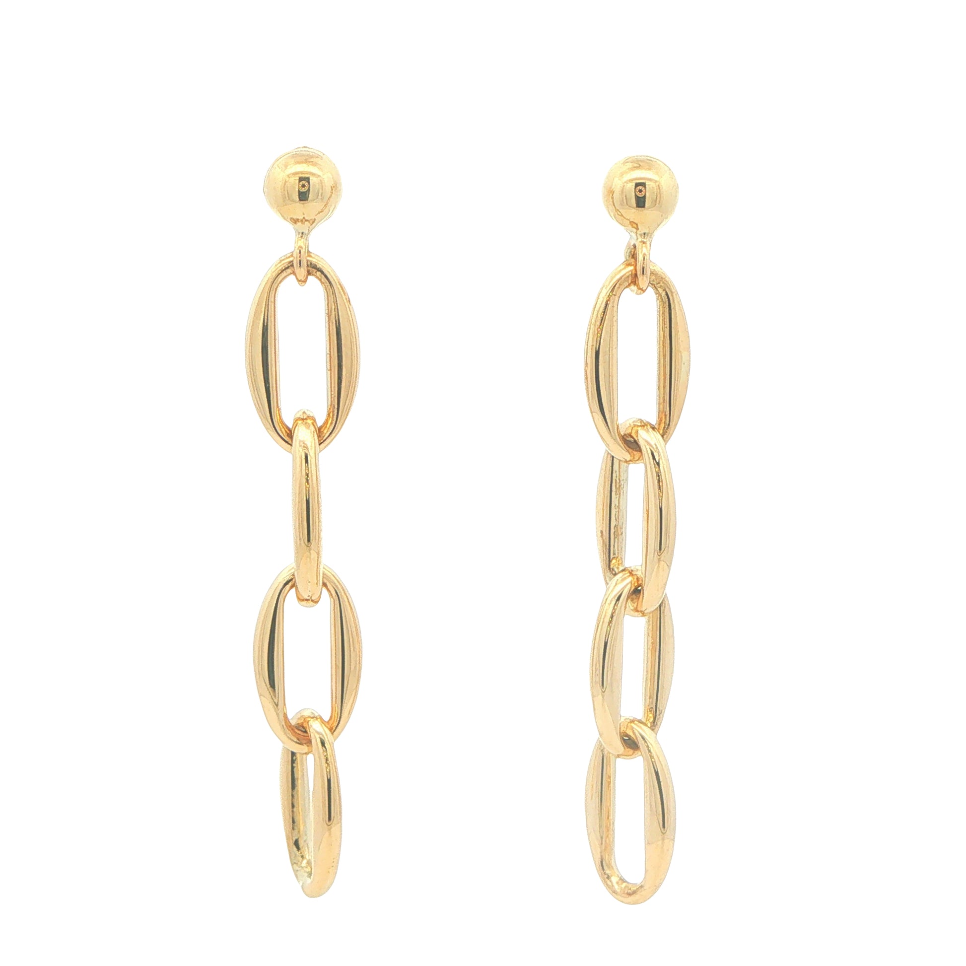 Yellow Gold Open Oval Links Drop Style Earrings Gardiner Brothers