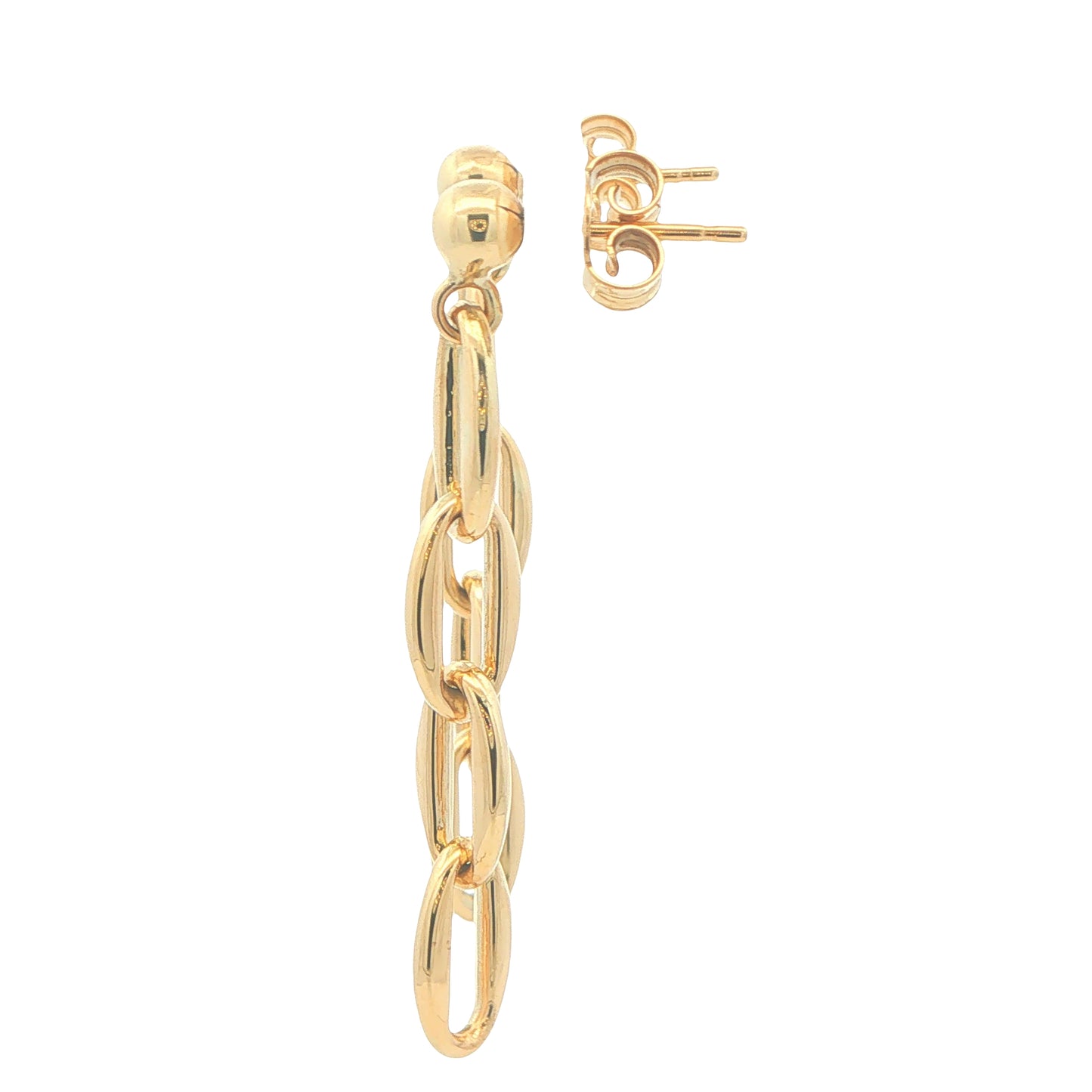 Yellow Gold Open Oval Links Drop Style Earrings Gardiner Brothers