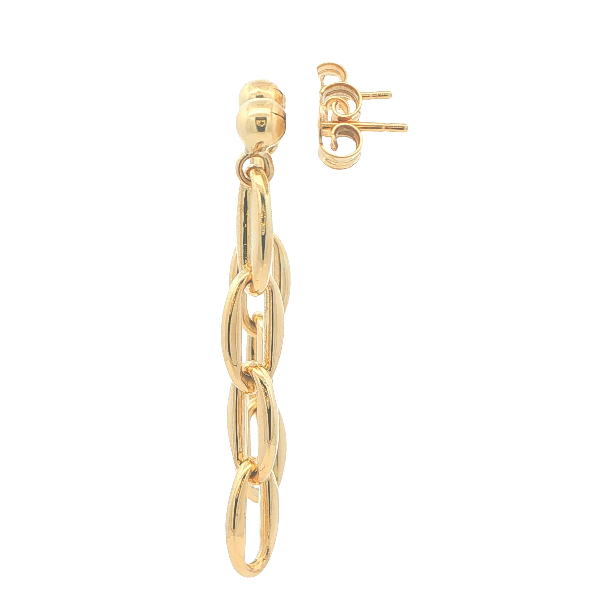 Yellow Gold Open Oval Links Drop Style Earrings Gardiner Brothers