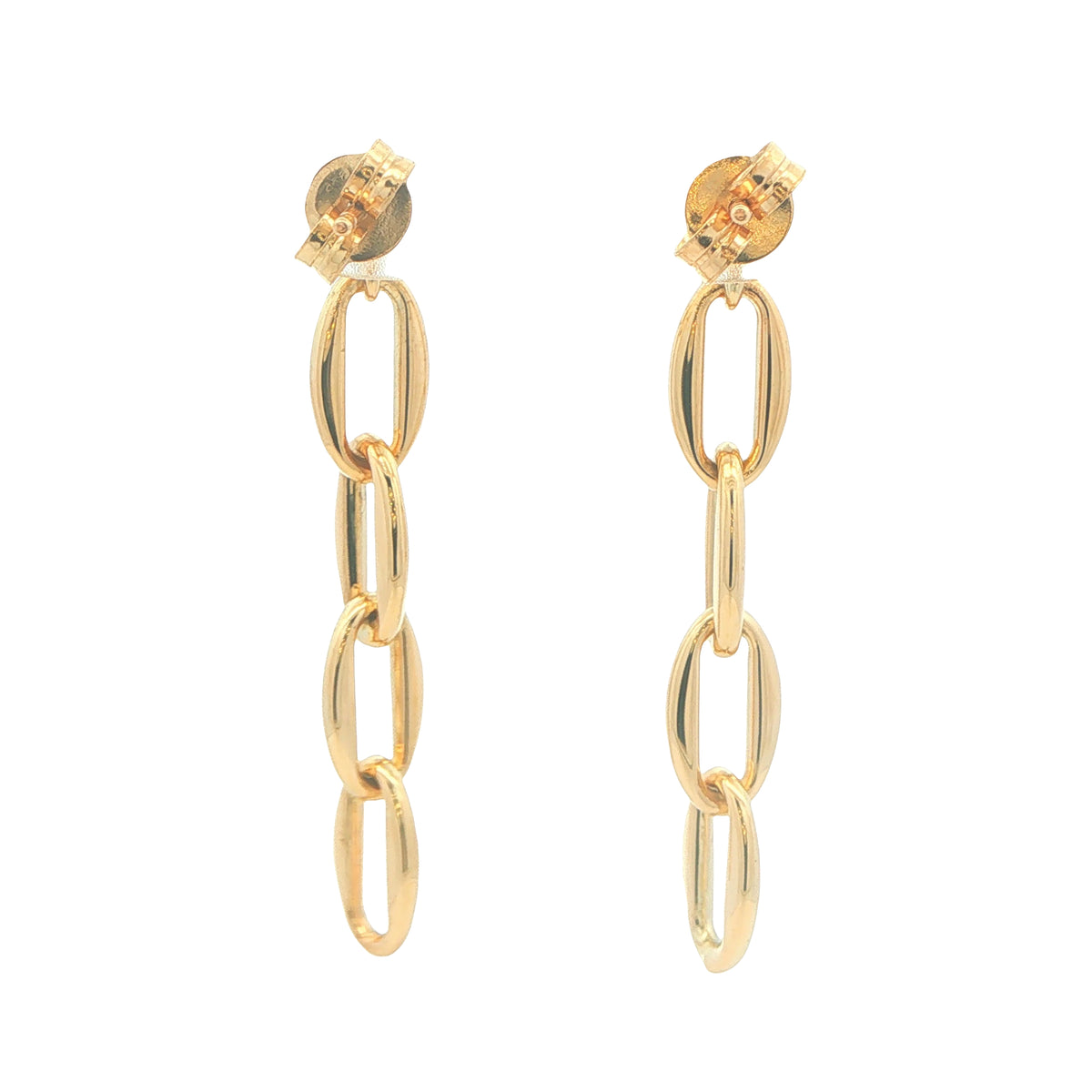 Yellow Gold Open Oval Links Drop Style Earrings Gardiner Brothers