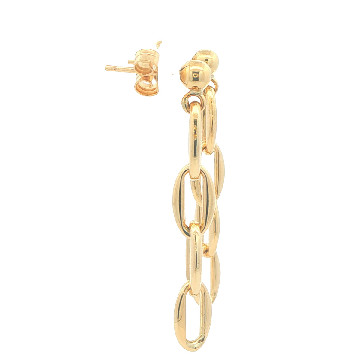 Yellow Gold Open Oval Links Drop Style Earrings Gardiner Brothers