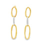 Yellow and white Gold Open Oval Links Drop Style Earrings Gardiner Brothers