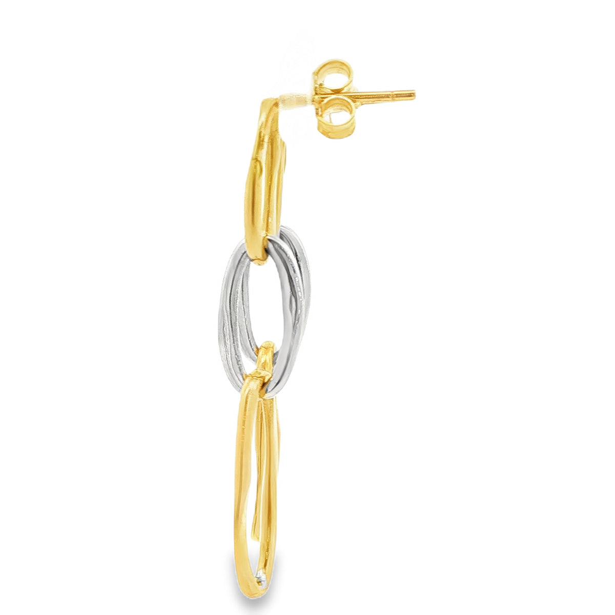 Yellow and white Gold Open Oval Links Drop Style Earrings Gardiner Brothers