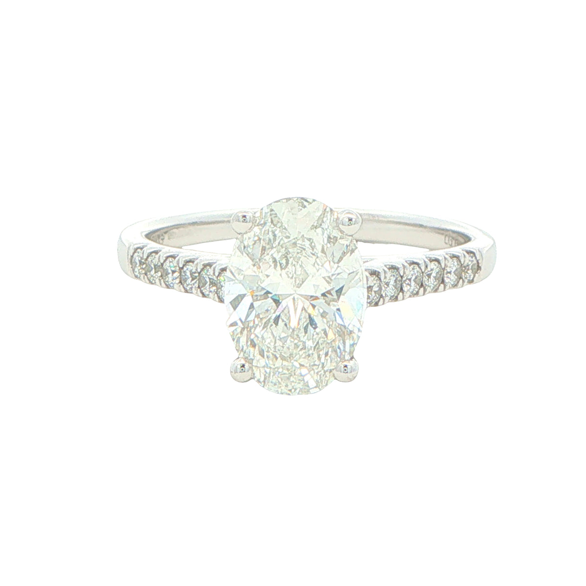 Lab Grown Oval Shaped Diamond Solitaire with diamond set shoulders - 2.30cts Gardiner Brothers