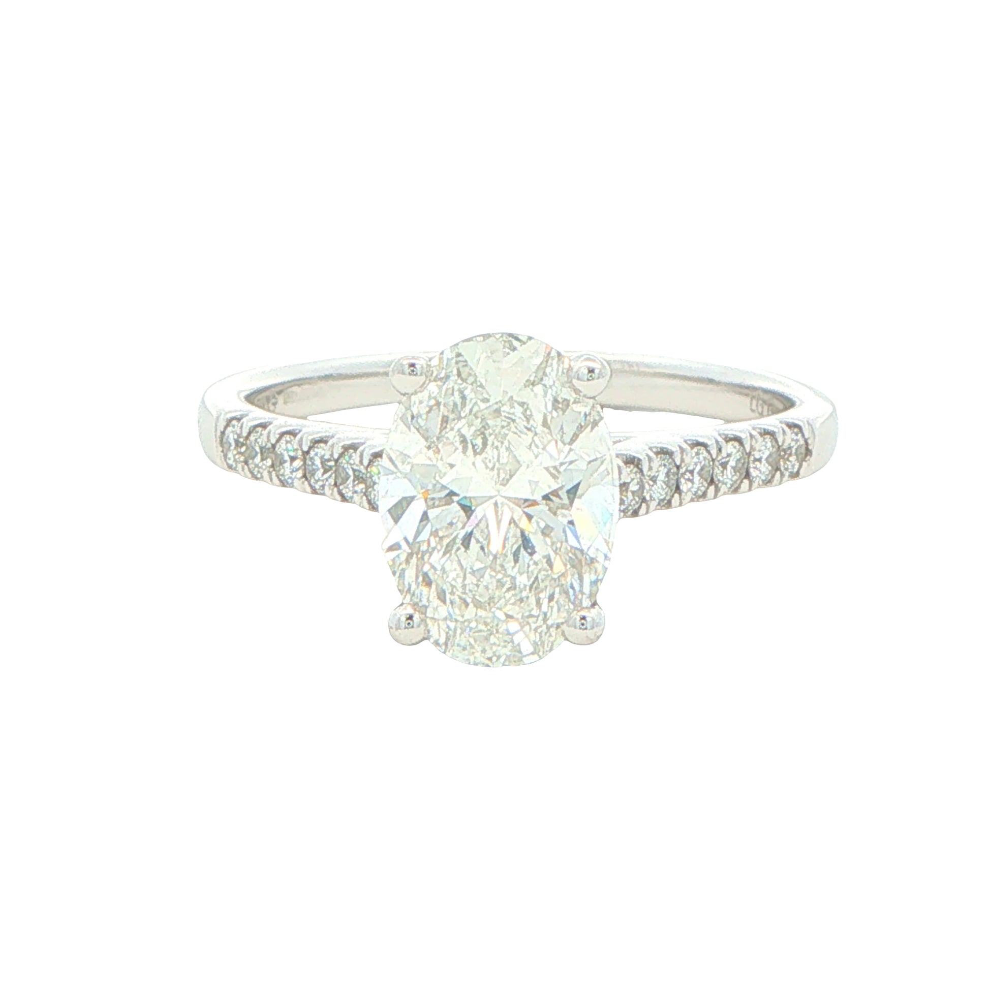 Lab Grown Oval Shaped Diamond Solitaire with diamond set shoulders - 2.30cts Gardiner Brothers