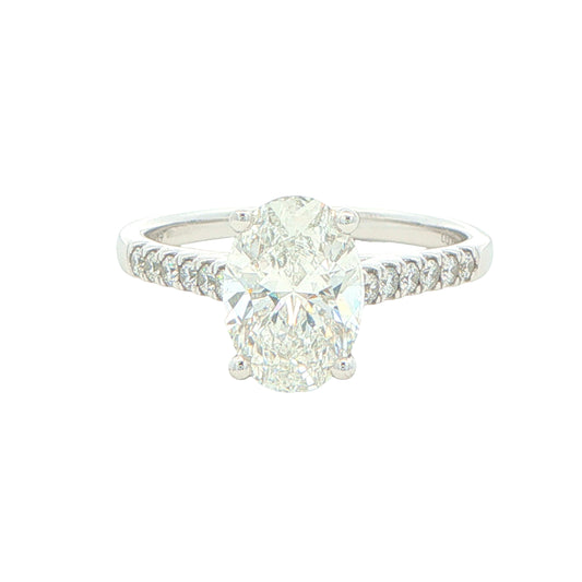 Lab Grown Oval Shaped Diamond Solitaire with diamond set shoulders - 2.30cts Gardiner Brothers