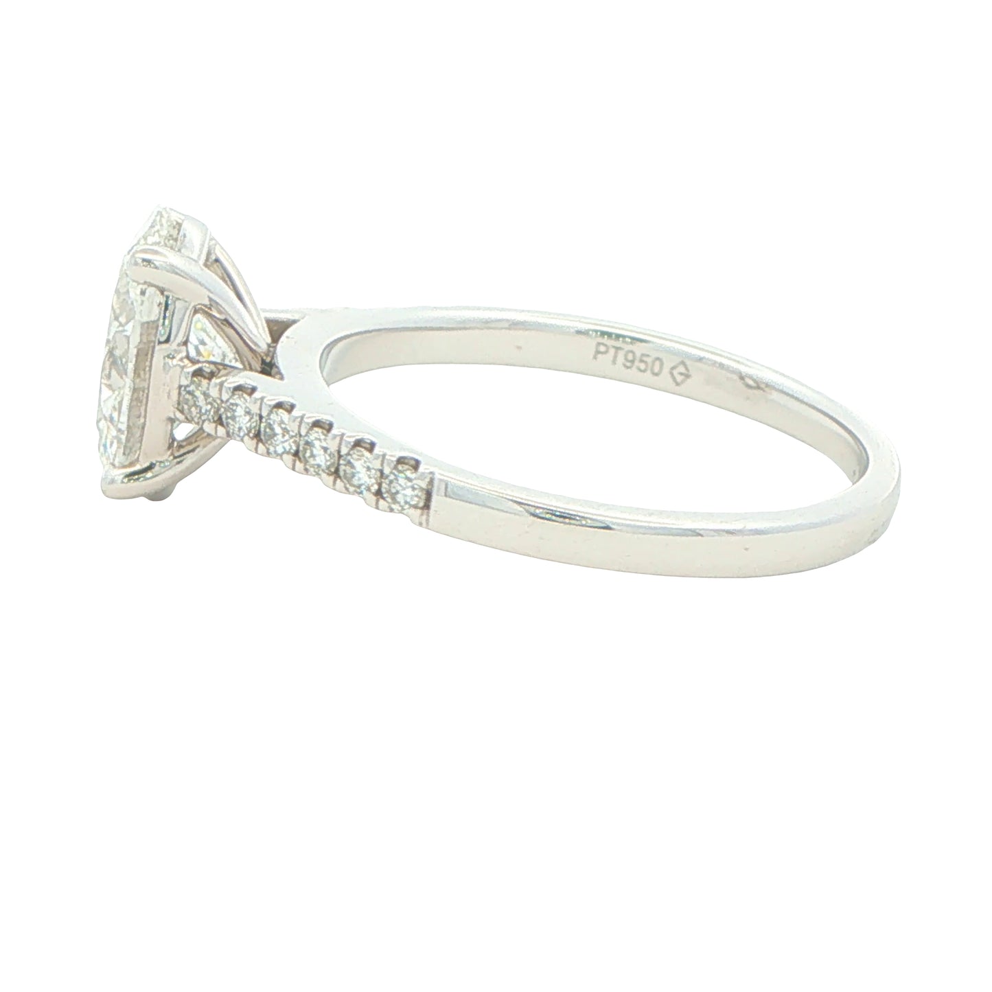 Lab Grown Oval Shaped Diamond Solitaire with diamond set shoulders - 2.30cts Gardiner Brothers