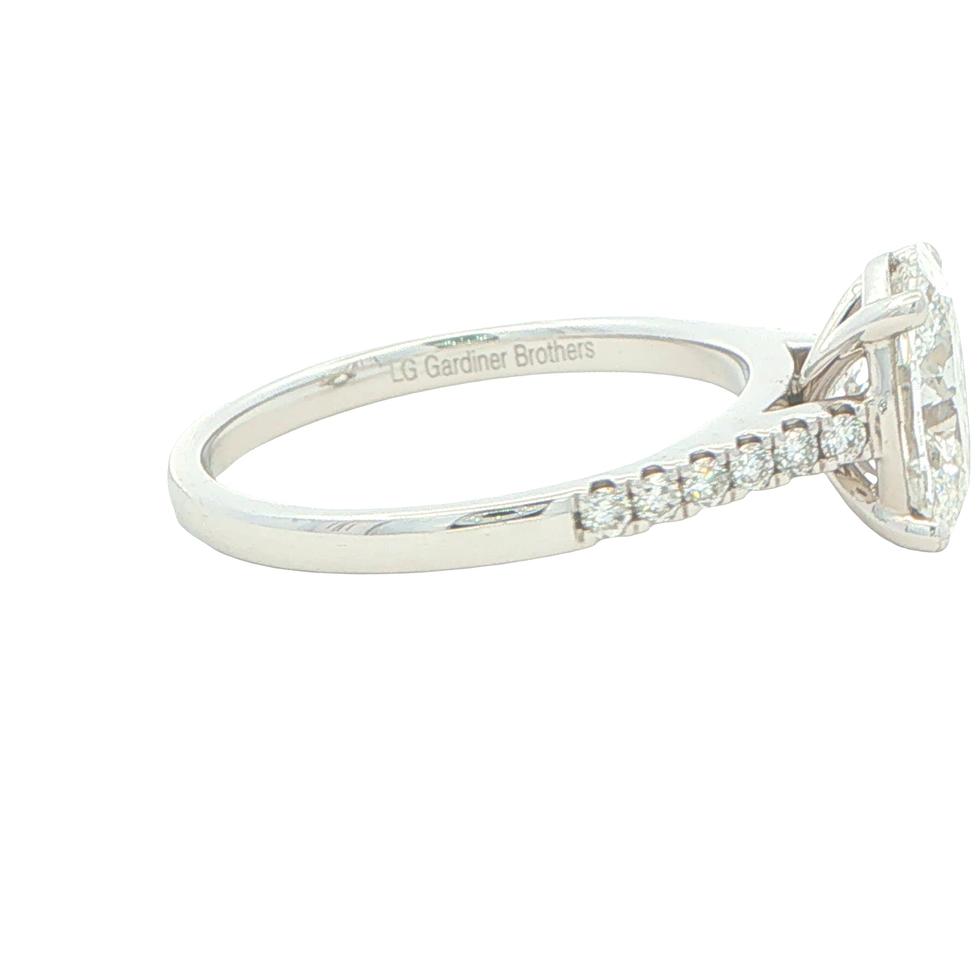 Lab Grown Oval Shaped Diamond Solitaire with diamond set shoulders - 2.30cts Gardiner Brothers