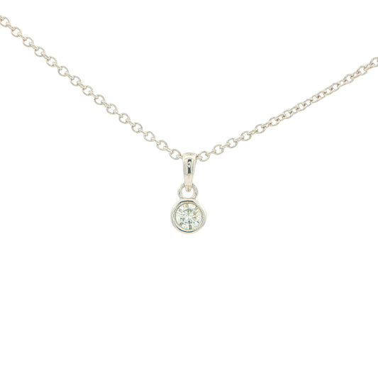 Round Brilliant Cut Diamond Rub Over Set Pendant - 0.15cts Gardiner Brothers