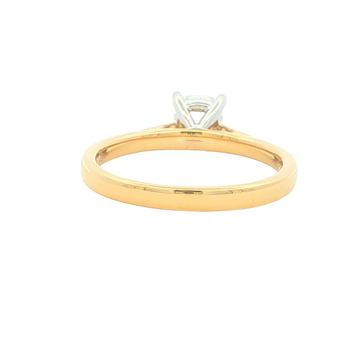 Yellow Gold Elongated Cushion shaped diamond solitaire ring - 0.90cts