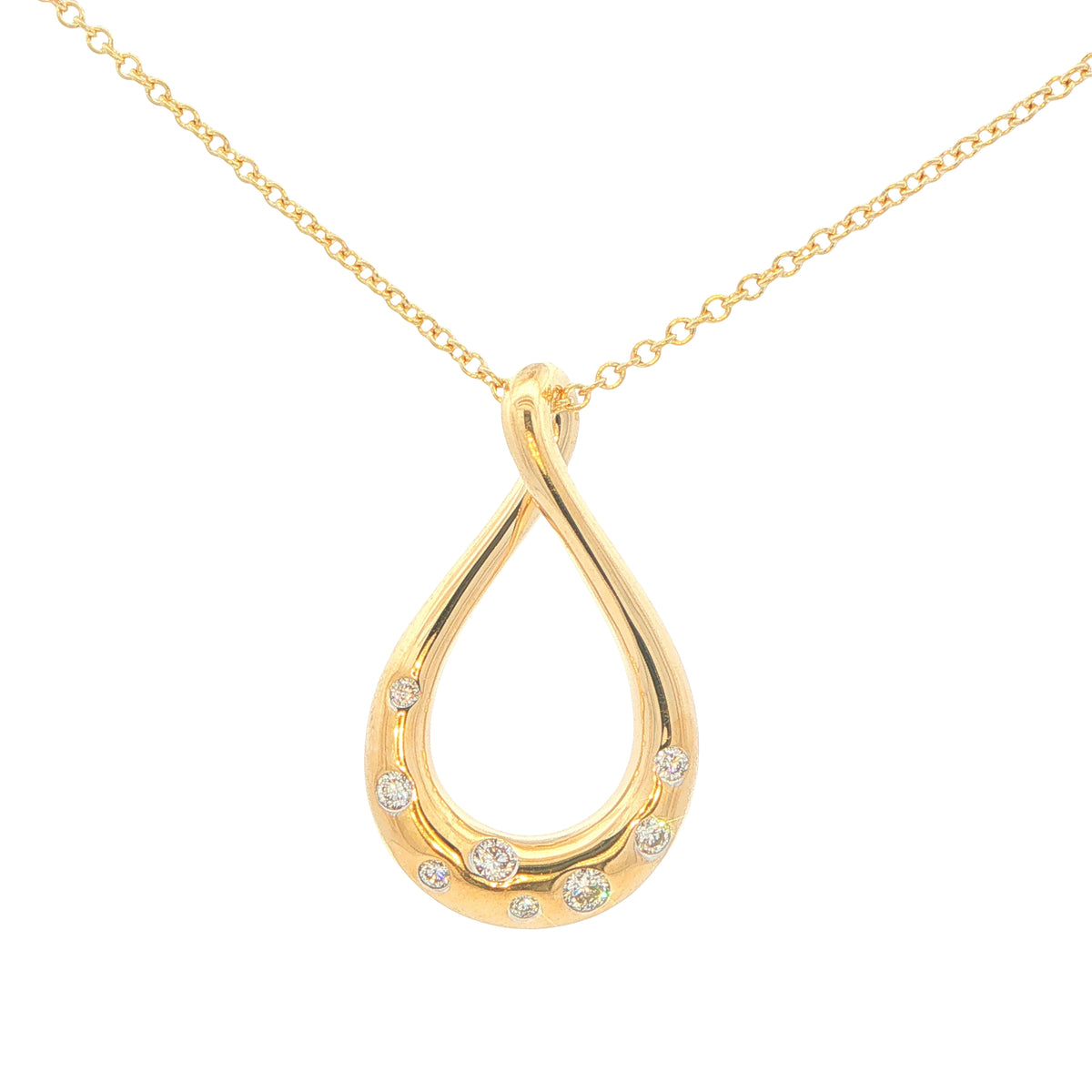 Yellow Gold Twisted Diamond Set Pendant Gardiner Brothers