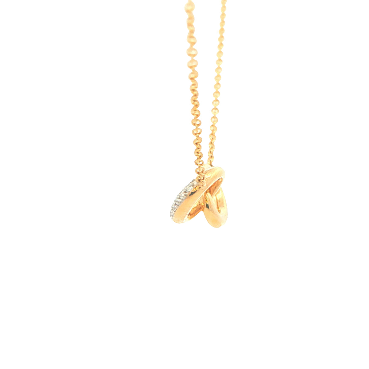 Yellow Gold Dimond Set Interlocked Circles Necklet