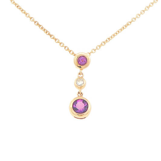 Amethyst and Diamond Drop Style Pendant Gardiner Brothers