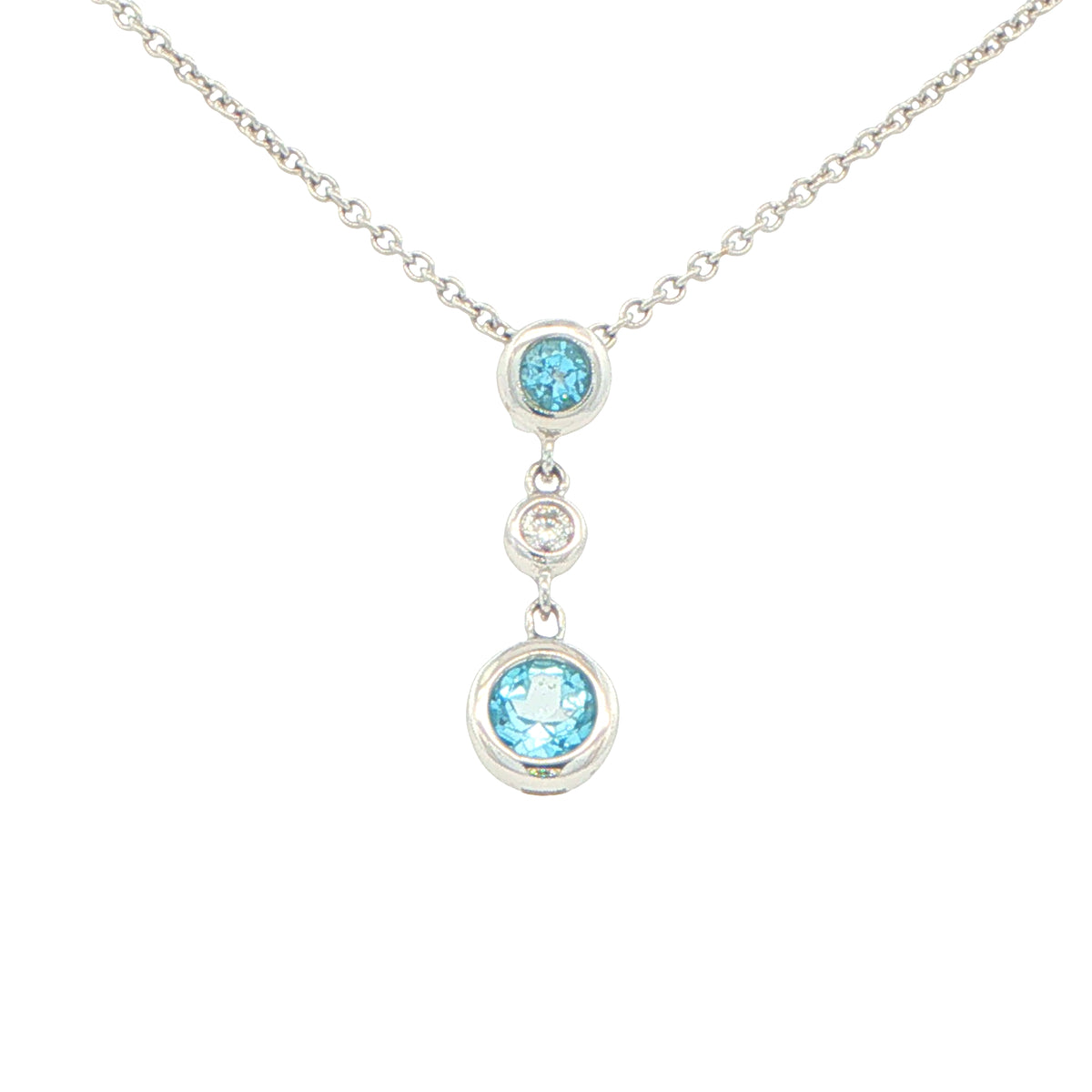 Swiss Blue Topaz and Diamond Drop Style Pendant