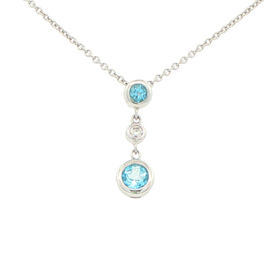 Swiss Blue Topaz and Diamond Drop Style Pendant Gardiner Brothers