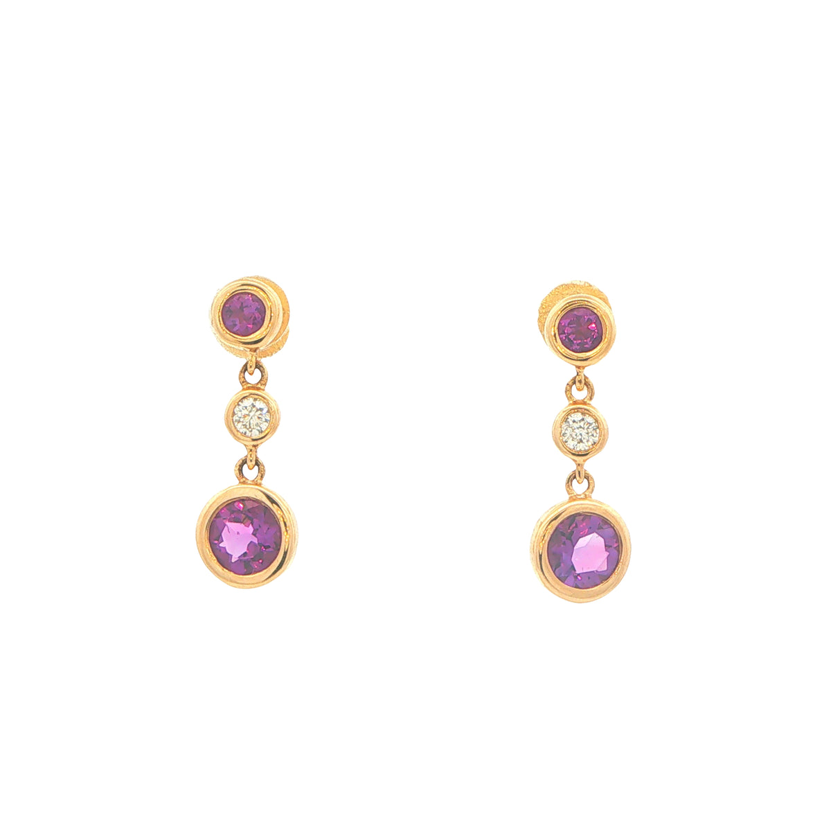 Amethyst and Diamond Drop Style Earrings Gardiner Brothers