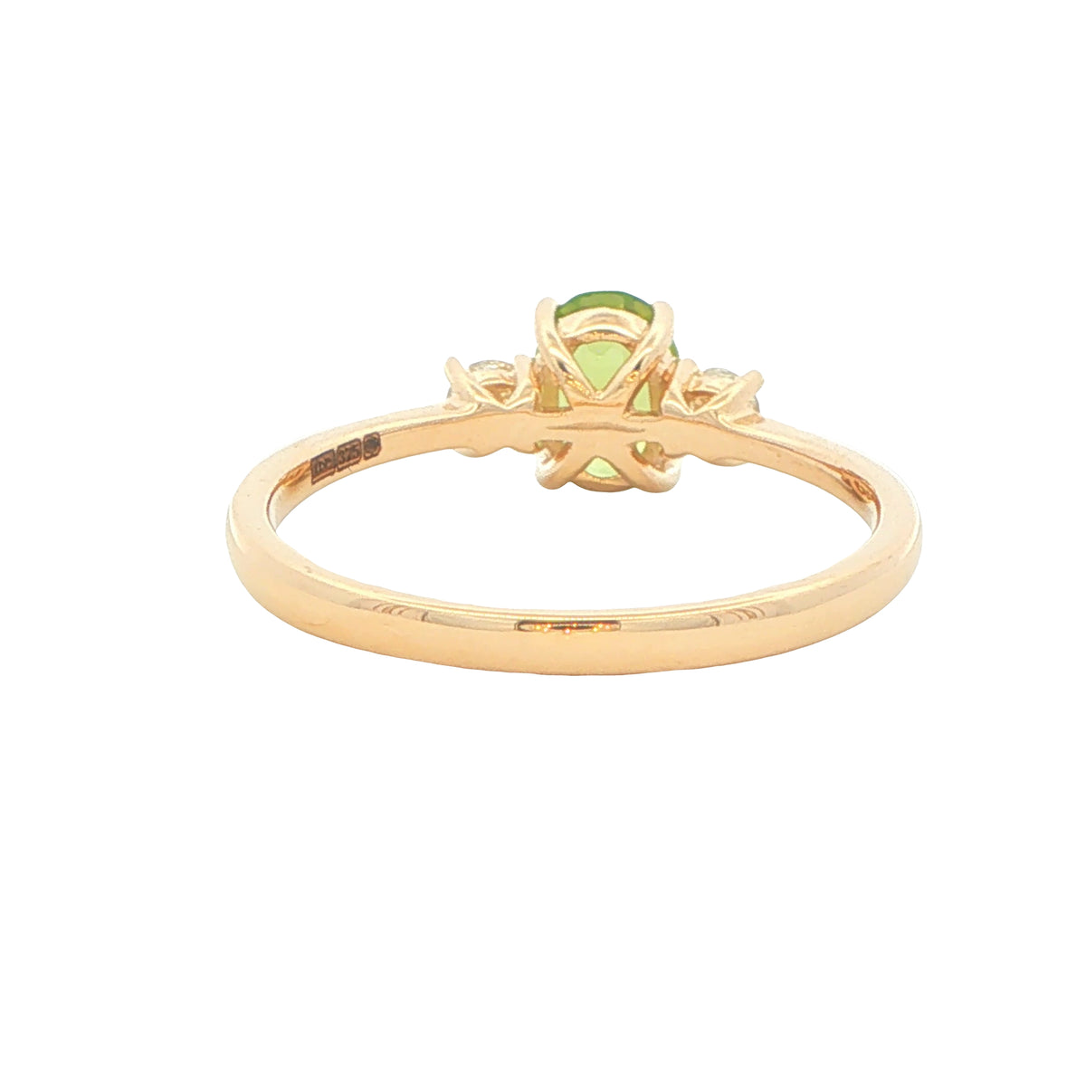 Peridot and Diamond 3 Stone Ring