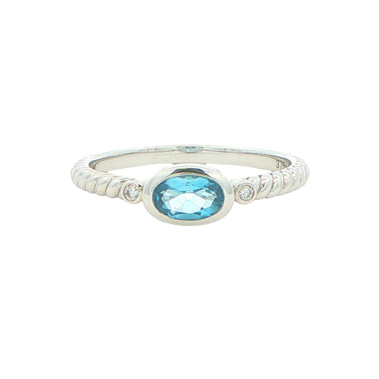 Swiss Blue Topaz and diamond Rope Style Dress Ring Gardiner Brothers
