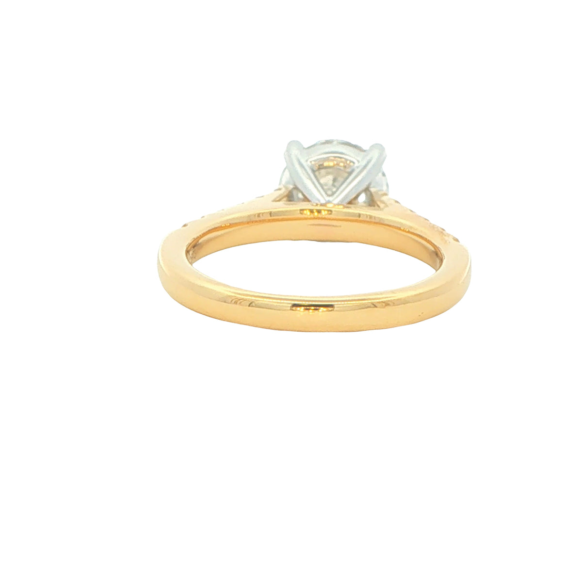 Yellow Gold Round brilliant Cut Solitaire with diamond set shoulders - 1.46cts Gardiner Brothers