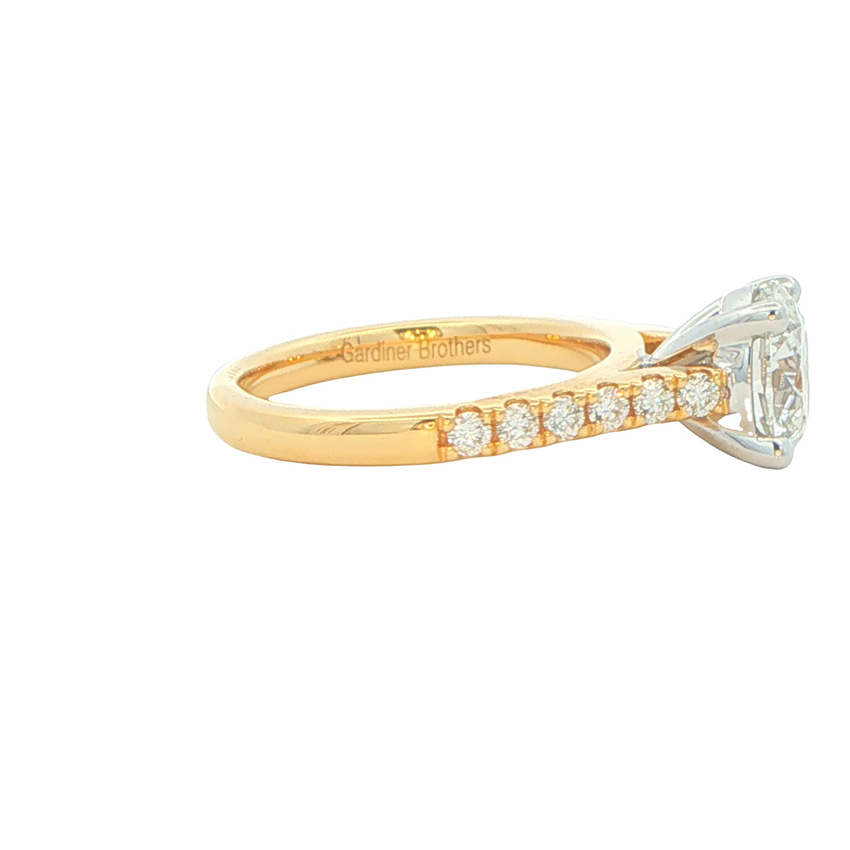 Yellow Gold Round brilliant Cut Solitaire with diamond set shoulders - 1.46cts Gardiner Brothers