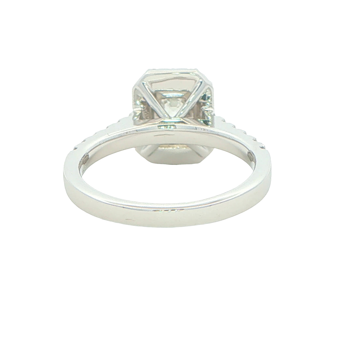 Platinum Emerald cut diamond halo cluster style ring - 1.16cts Gardiner Brothers