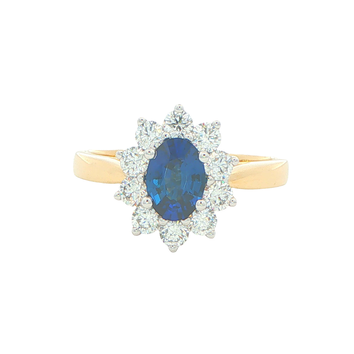Sapphire and Round Brilliant Cut Diamond Cluster Style Ring Gardiner Brothers