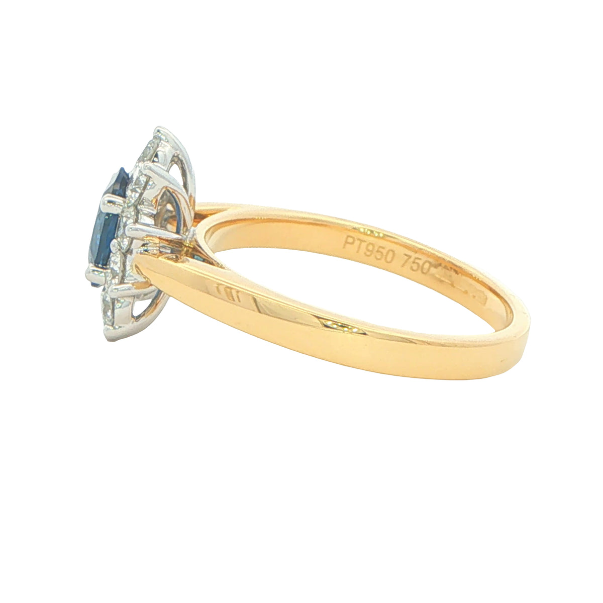 Sapphire and Round Brilliant Cut Diamond Cluster Style Ring Gardiner Brothers