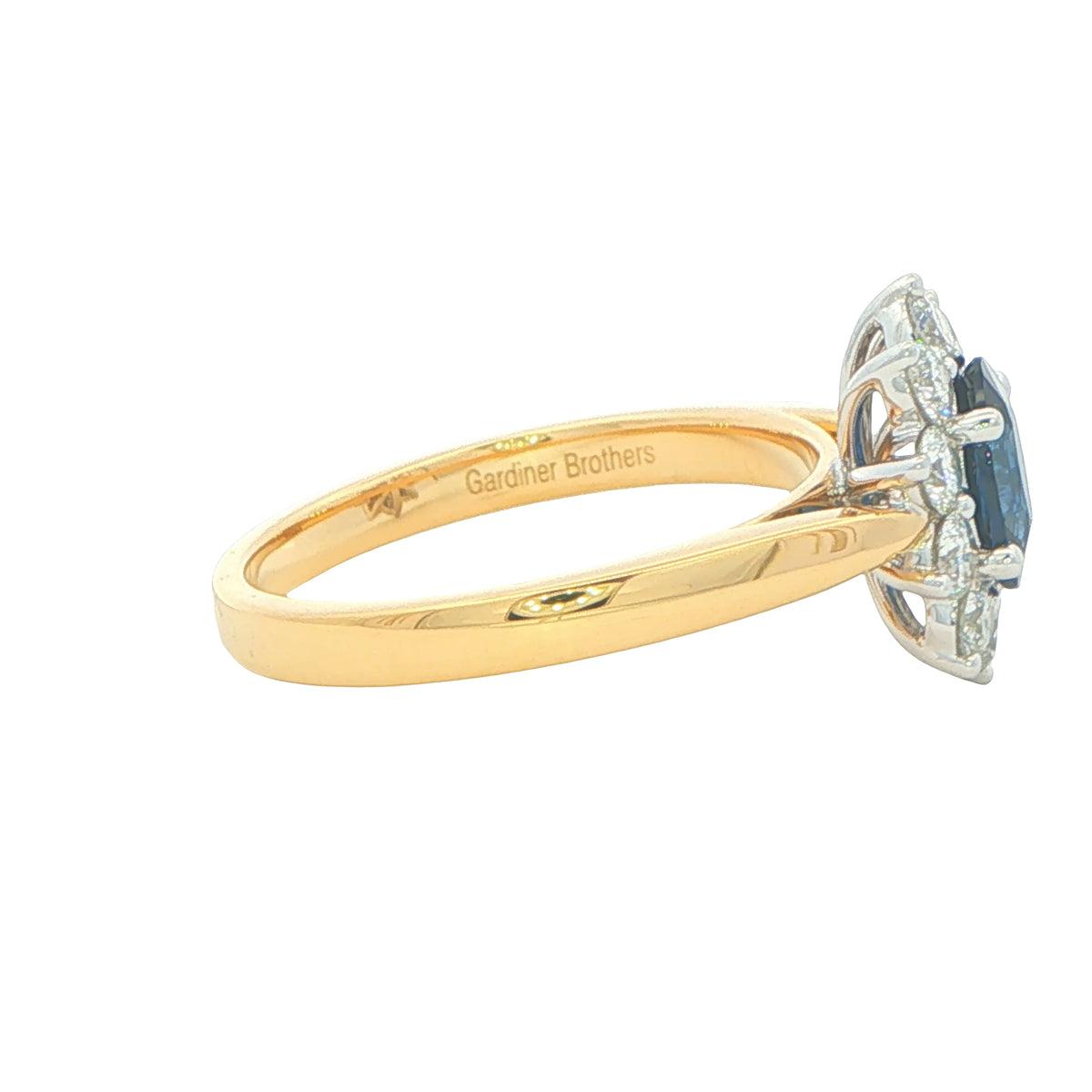 Sapphire and Round Brilliant Cut Diamond Cluster Style Ring Gardiner Brothers